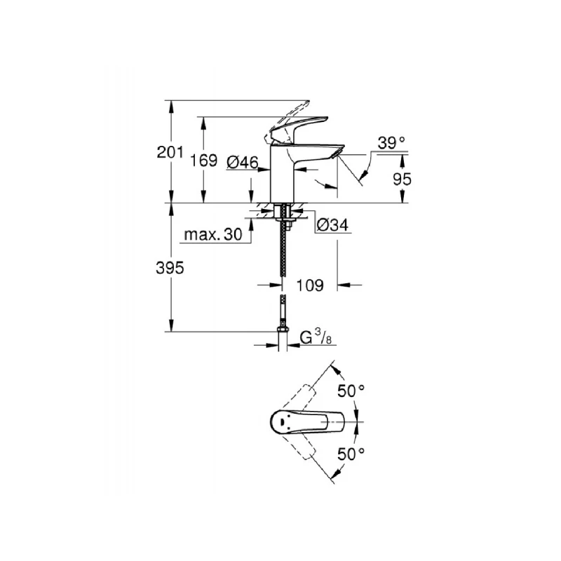 GROHE EUROSMART ЕДНОРЪКОХВАТКОВ S-РАЗМЕР 32467003