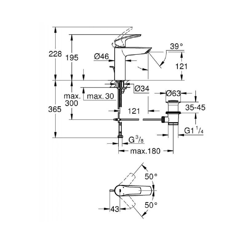 GROHE EUROSMART ЕДНОРЪКОХВАТКОВ M-РАЗМЕР 23322003