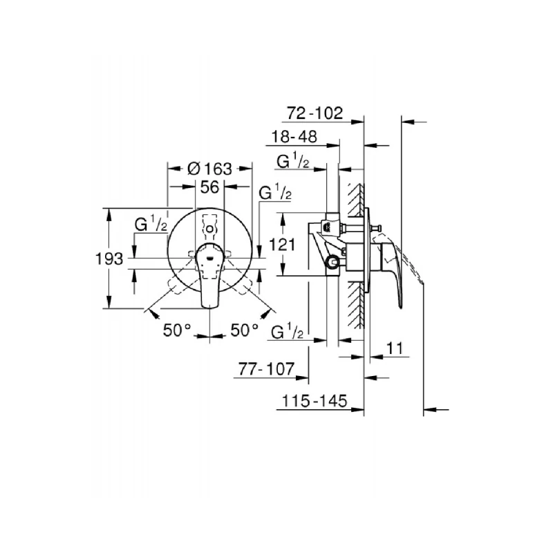 GROHE EUROSMART ЕДНОРЪКОХВАТКОВ 1/2 33305003