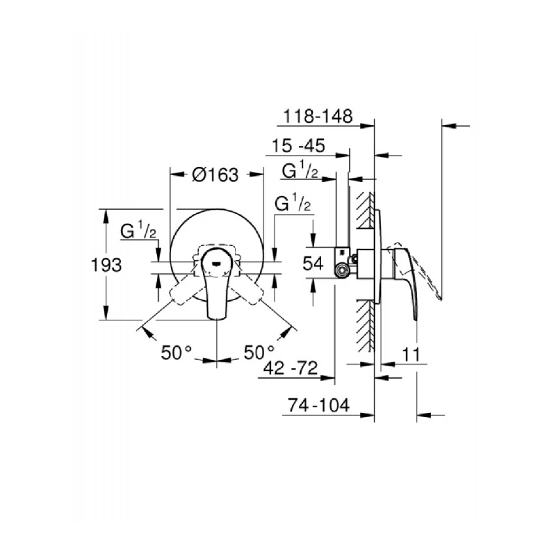 GROHE EUROSMART ЕДНОРЪКОХВАТКОВ 1/2 33556003