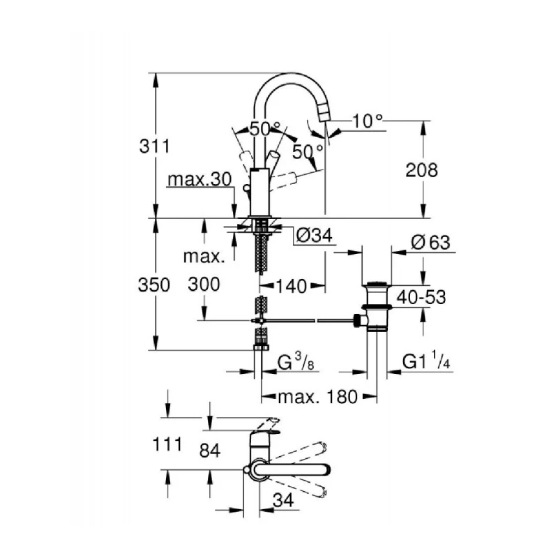 GROHE EUROSMART ЕДНОРЪКОХВАТКОВ L-РАЗМЕР 23537002