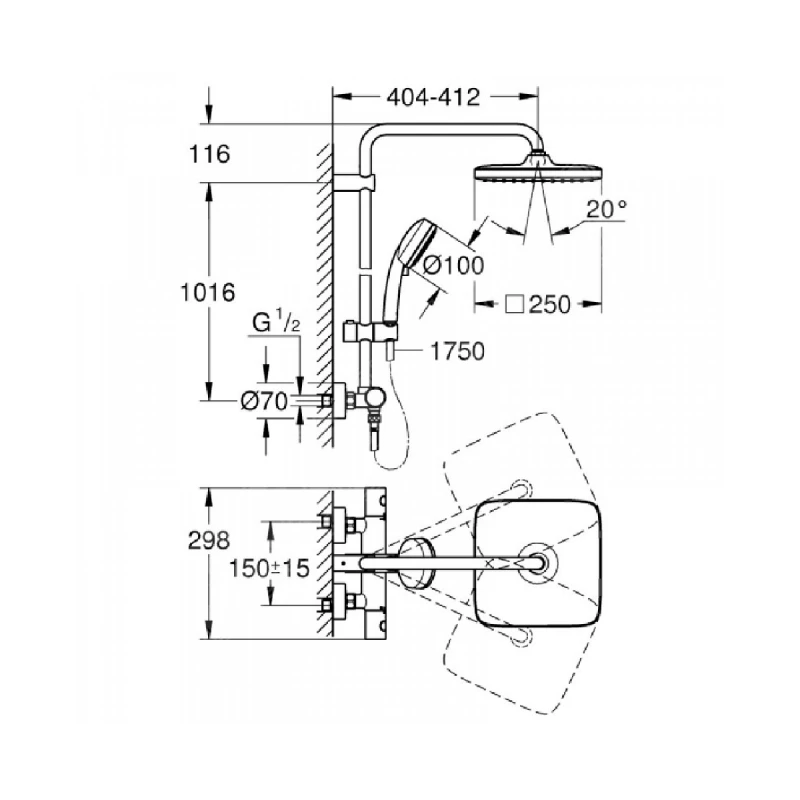 GROHE TEMPCOSMOPOLITAN 250 ЗА СТЕНЕН МОНТАЖ 26689000