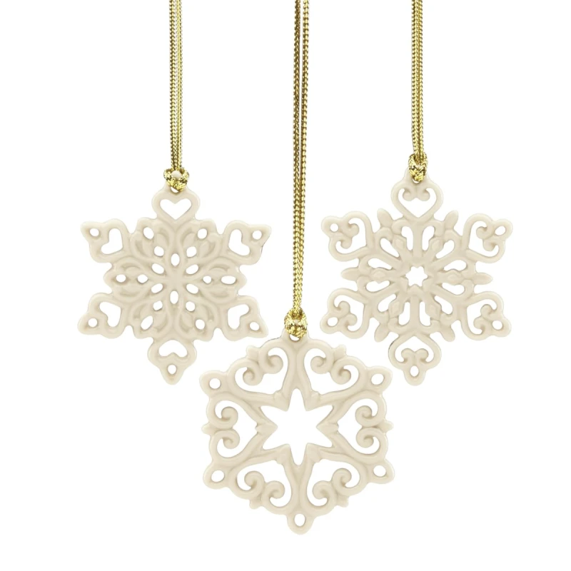 LENOX 888922 PIERCED SNOWFLAKE 3PC ORNAMENT SET