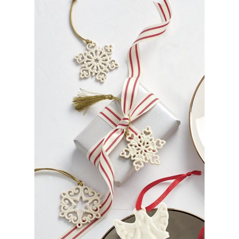 LENOX 888922 PIERCED SNOWFLAKE 3PC ORNAMENT SET