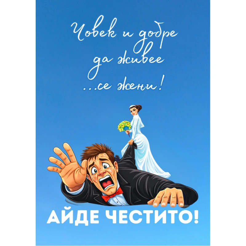 CRAZY STORE КАРТИЧКА ЧОВЕК И ДОБРЕ ДА ЖИВЕЕ СЕ ЖЕНИ