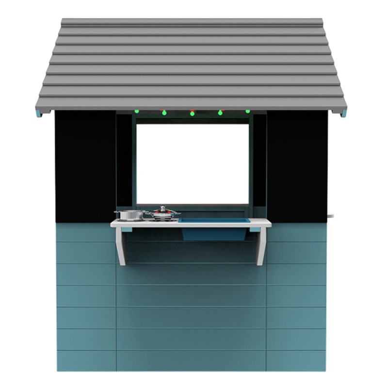 Детска Дървена Къщичка за Игра на Открито GINGER HOME с Кухненски Плот и Аксесоари – За Двор и Градина, 110×103×137.5 см