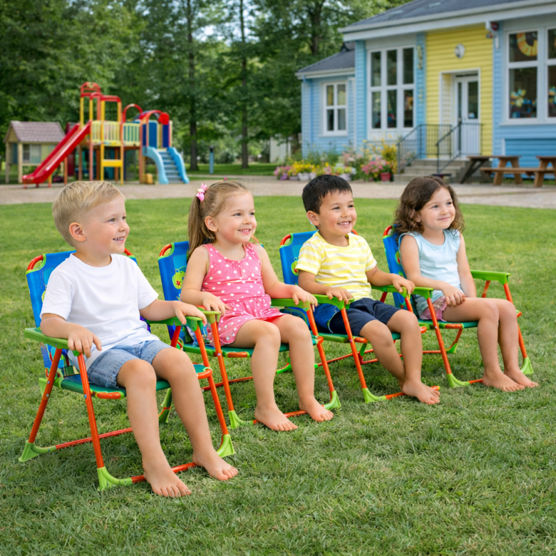 Сгъваемо Детско Столче с Чадър TOFFY със Забавен Дизайн – За Дом, Градина и Плаж