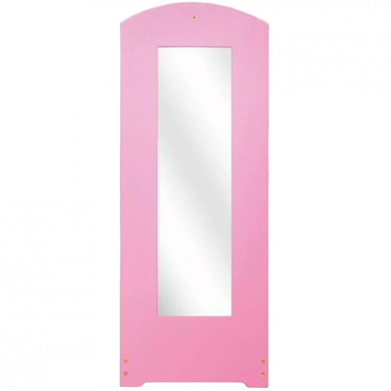 Детска Стойка за Дрехи с Огледало GINGER HOME - Отворен Детски Гардероб с Рафтове и Закачалки, Розов, 94x38x100 см