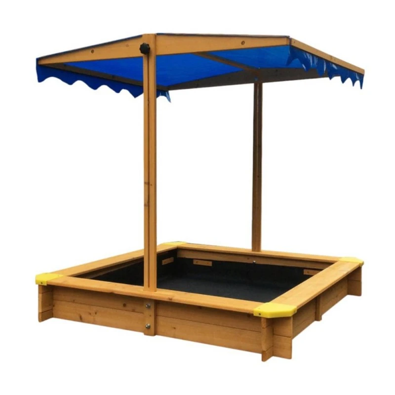 Детски пясъчник GINGER HOME, с регулируемeм, водоустойчив сенник-покривало anti-UV 30, дървен, 117х117 см
