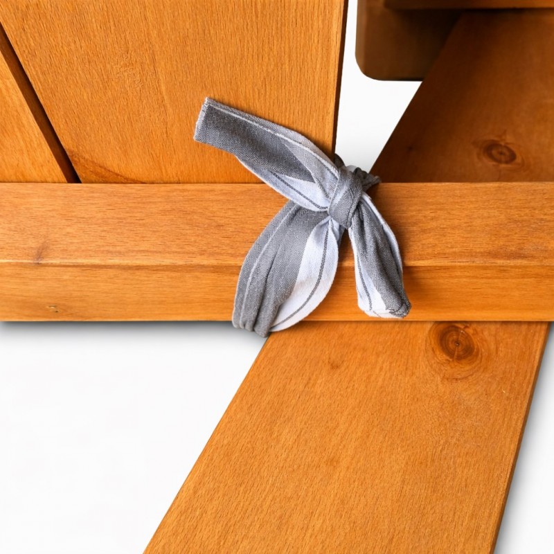 Градински Комплект GINGER HOME, Детска Маса за Пикник с Пейки и Меки Възглавници, Дървен, 89х79х50 см.