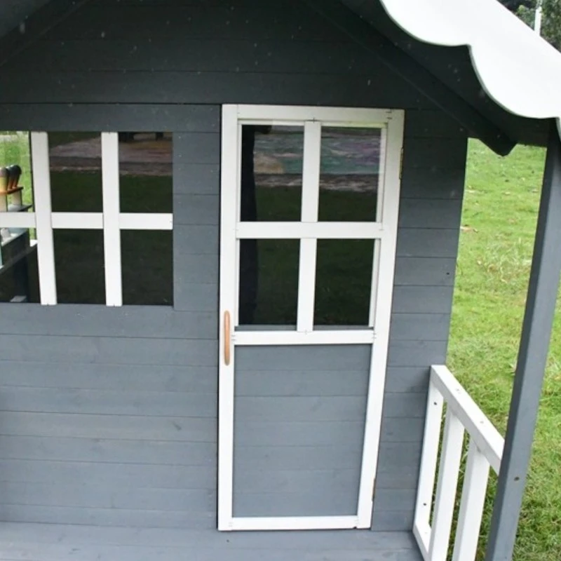 Дървена Детска Къща GINGER HOME, 139x143.5x149 см, за Игри на Открито в Двора и Градината