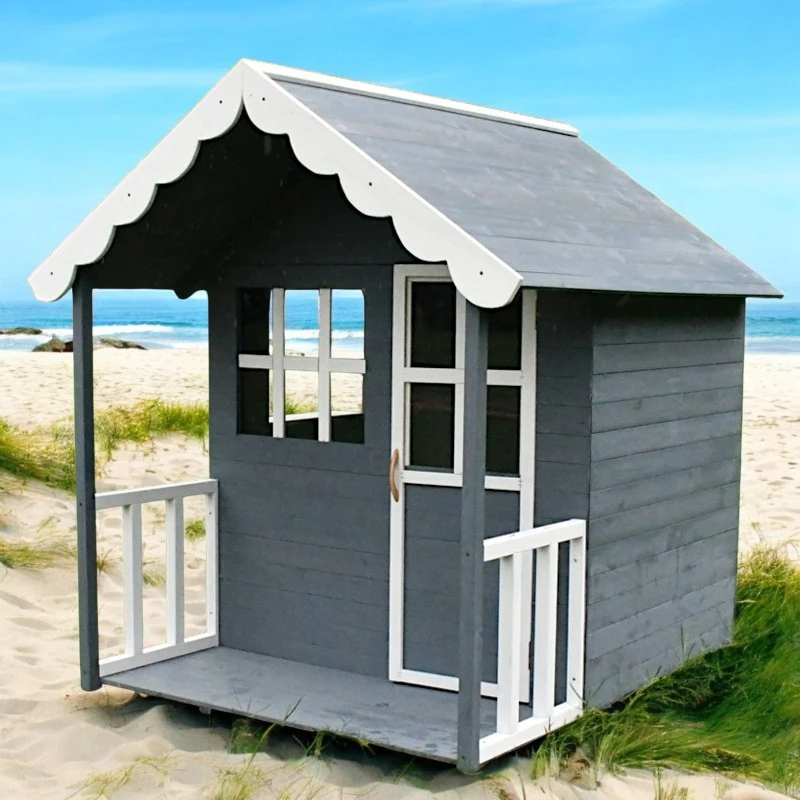 Дървена Детска Къща GINGER HOME, 139x143.5x149 см, за Игри на Открито в Двора и Градината