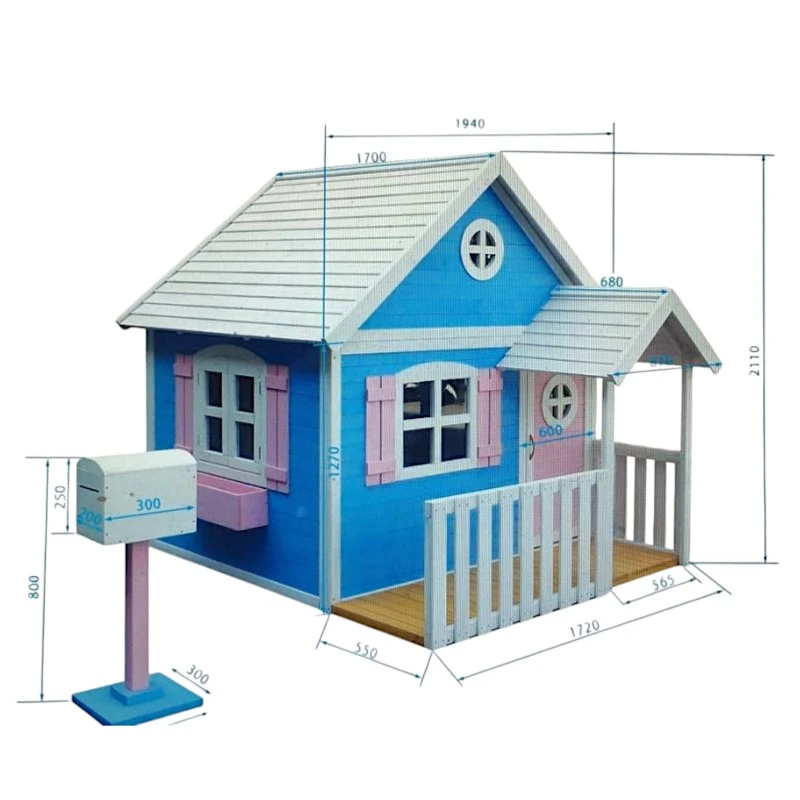 Голяма Дървена Детска Къща с Веранда GINGER HOME, 194x229x210 см, за Игри и Забавления на Открито