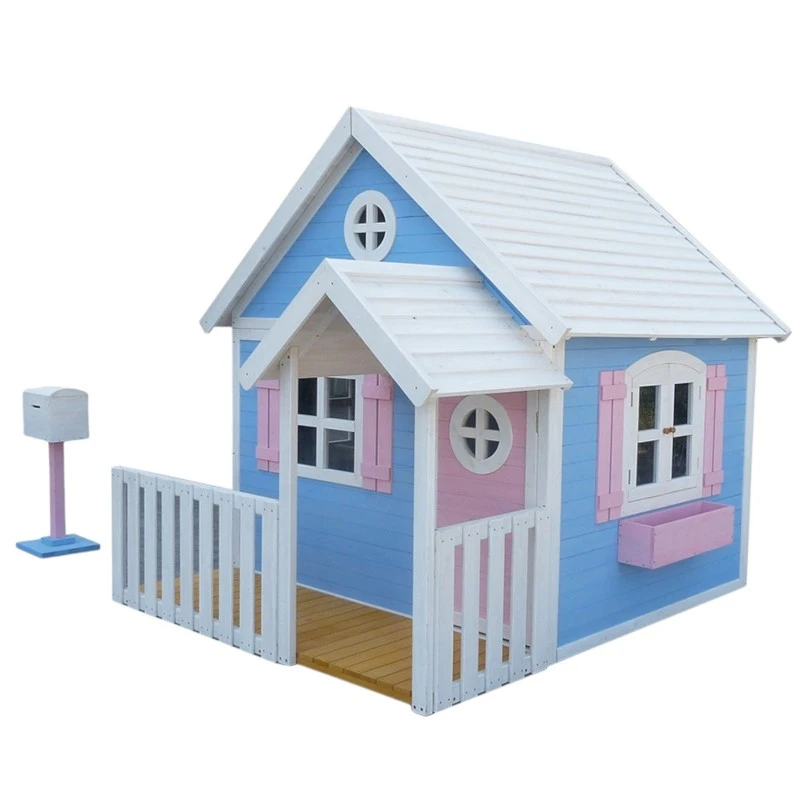 Голяма Дървена Детска Къща с Веранда GINGER HOME, 194x229x210 см, за Игри и Забавления на Открито