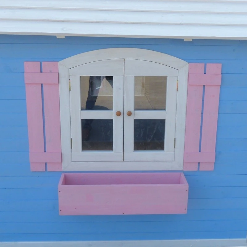 Голяма Дървена Детска Къща с Веранда GINGER HOME, 194x229x210 см, за Игри и Забавления на Открито