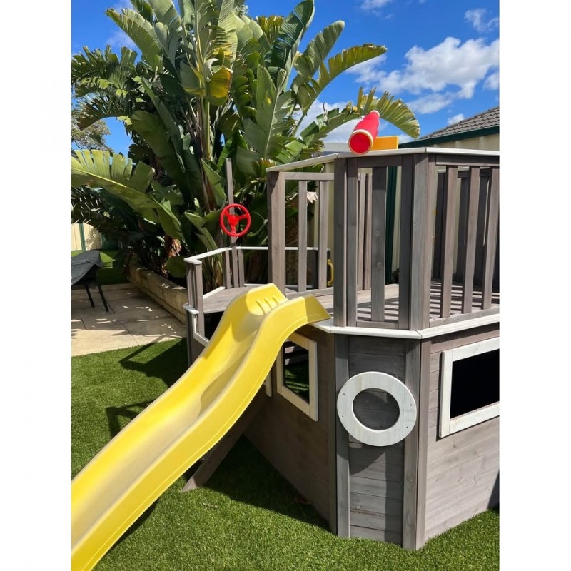 Детска Дървена Катерушка Пиратски Кораб с Пързалка и Пясъчник GINGER HOME – За Двор и Градина, 310×320×180 см