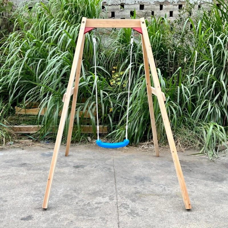 Детска Дървена Люлка GINGER HOME, 156x200x201 см, Безопасна Игра на Открито