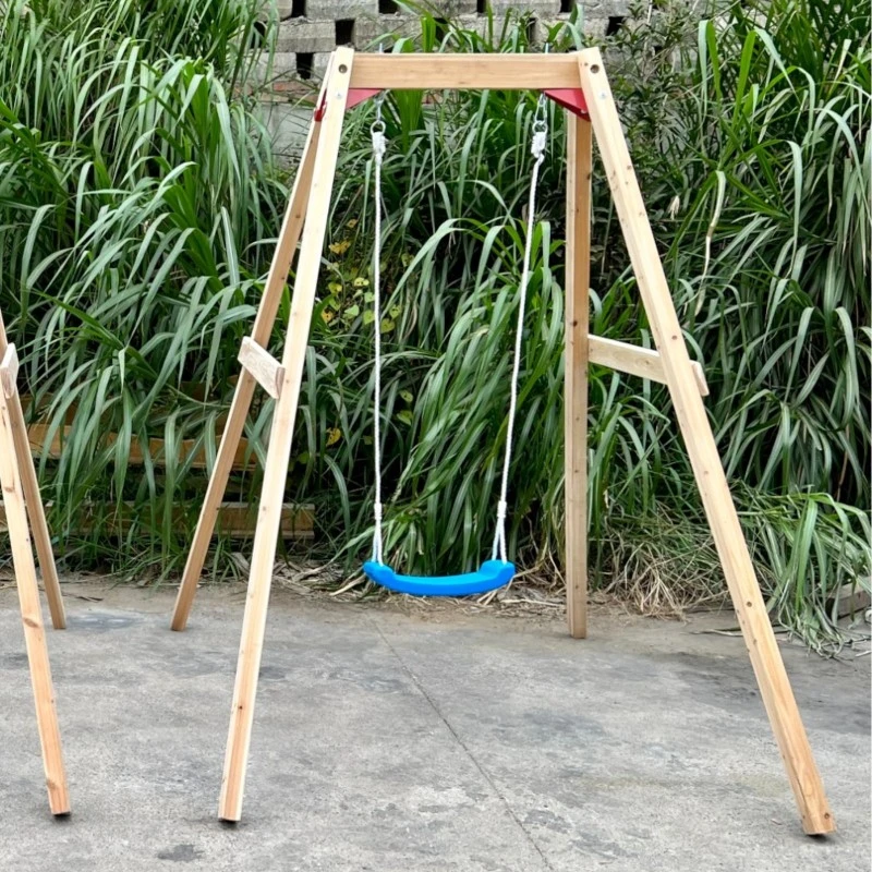 Детска Дървена Люлка GINGER HOME, 156x200x201 см, Безопасна Игра на Открито