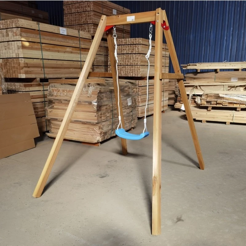 Детска Дървена Люлка GINGER HOME, 156x200x201 см, Безопасна Игра на Открито