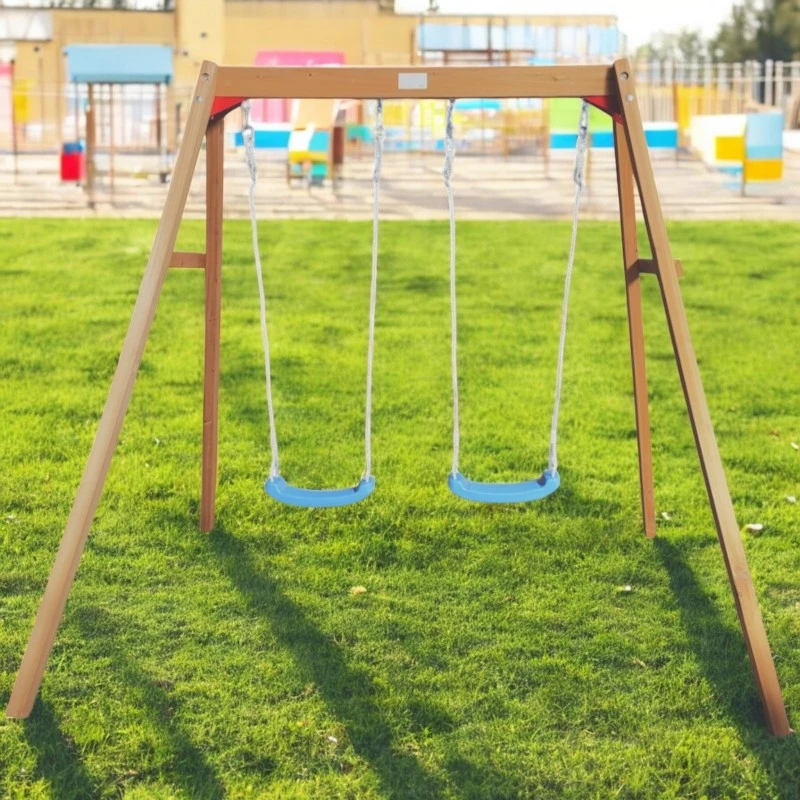 Детска Дървена Люлка GINGER HOME за Градина, Двойна, 225x200x201 см