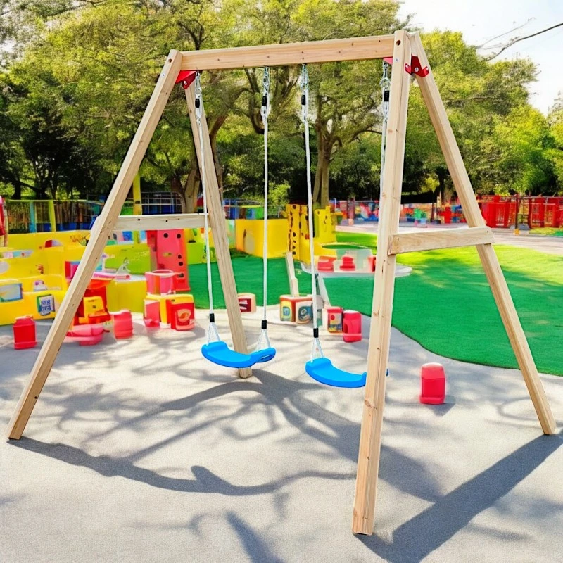 Детска Дървена Люлка GINGER HOME за Градина, Двойна, 225x200x201 см