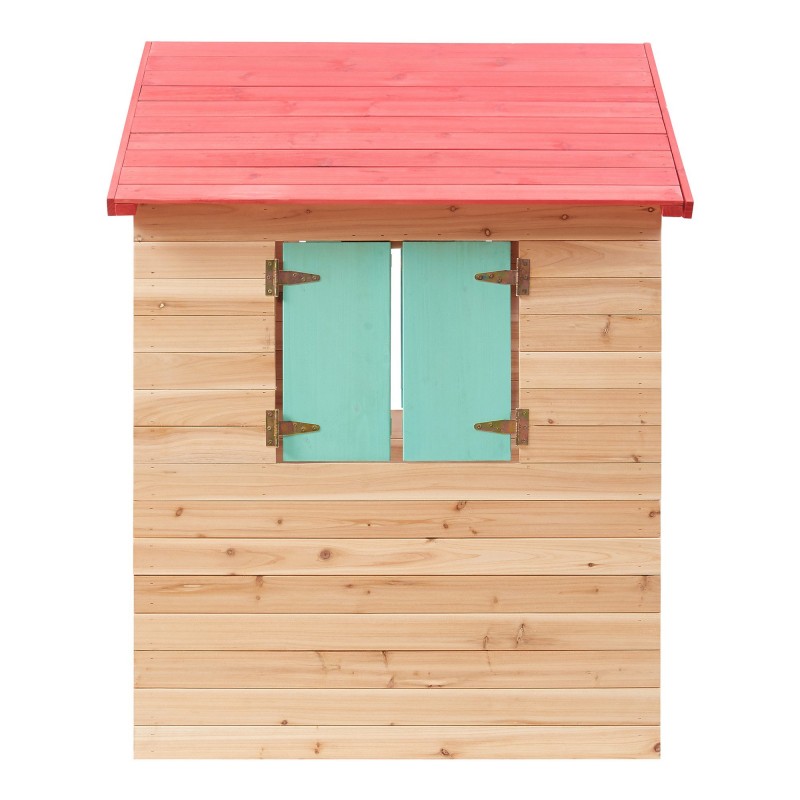 Детска Градинска Дървена Къщичка за Игра на Открито GINGER HOME – Натурално Дърво, 115×102×129 см