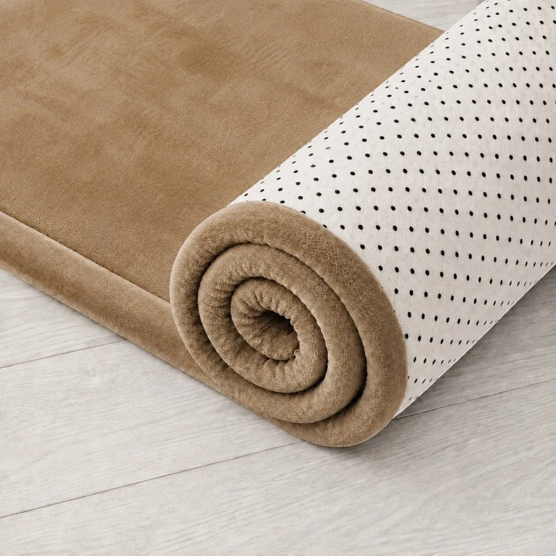 Детски Мемори Килим GINGER HOME LOLLA, 150x200 см, 3,5 см Дебелина, Кадифено Мек Водоустойчив Горен Слой, Мемори Пяна, Противохлъзгаща Основа, Бежов