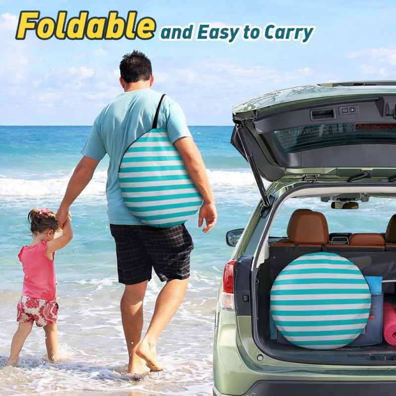 Детска Палатка за Игра Pop-Up GINGER HOME с UV Защита 50+ – Лека и Сгъваема, за Плаж и Градина, Зелени Райета, 120×80×70 см