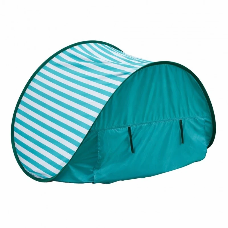 Детска Палатка за Игра Pop-Up GINGER HOME с UV Защита 50+ – Лека и Сгъваема, за Плаж и Градина, Зелени Райета, 120×80×70 см