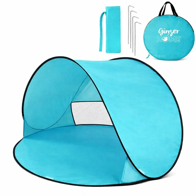 Детска Палатка за Игра Pop-Up GINGER HOME, Кръгла, с UV Защита 50+ – Лека и Сгъваема, за Плаж и Градина, 150×150×90 см