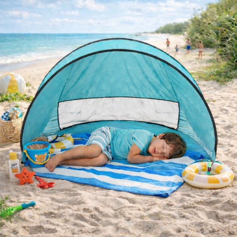 Детска Палатка за Игра Pop-Up GINGER HOME, Кръгла, с UV Защита 50+ – Лека и Сгъваема, за Плаж и Градина, 150×150×90 см