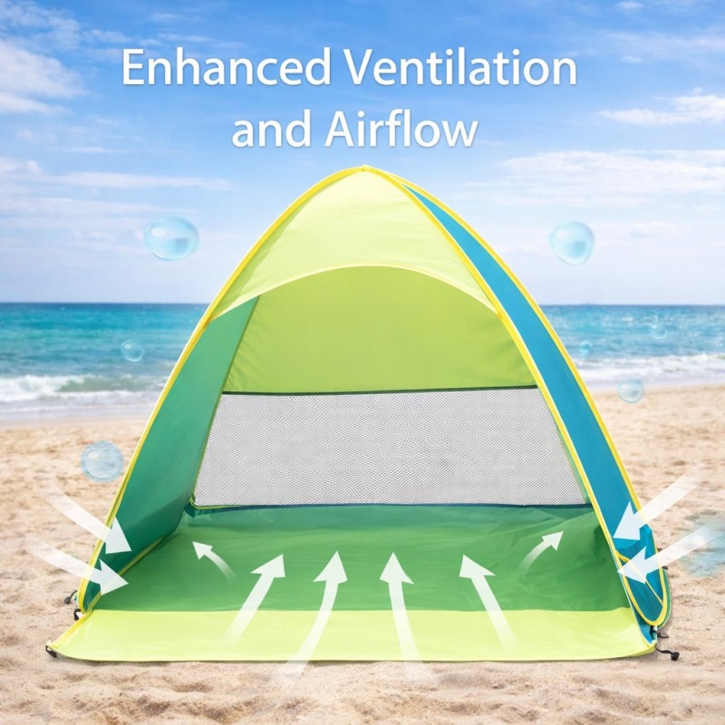 Детска Палатка за Игра Pop-Up GINGER HOME с UV Защита 50+ – Правоъгълна, Лека и Сгъваема, за Плаж и Градина, Зелена, 165×150×110 см