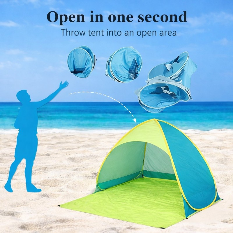 Детска Палатка за Игра Pop-Up GINGER HOME с UV Защита 50+ – Правоъгълна, Лека и Сгъваема, за Плаж и Градина, Зелена, 165×150×110 см