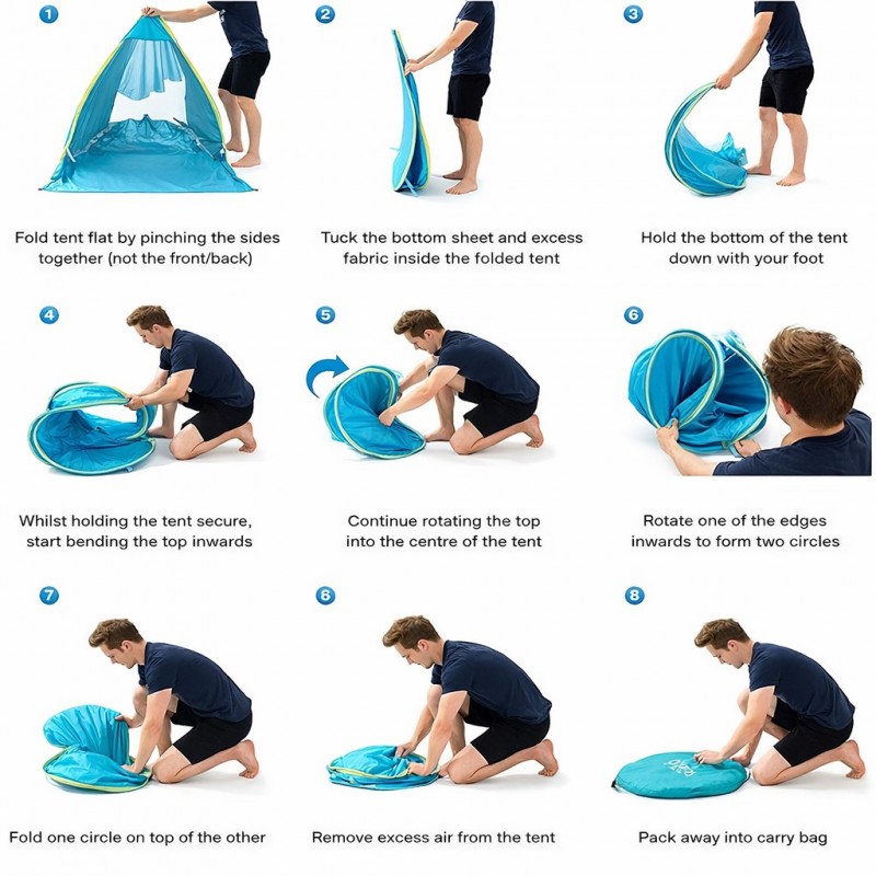 Детска Палатка за Игра Pop-Up GINGER HOME с UV Защита 50+ – Правоъгълна, Лека и Сгъваема, за Плаж и Градина, Зелена, 165×150×110 см