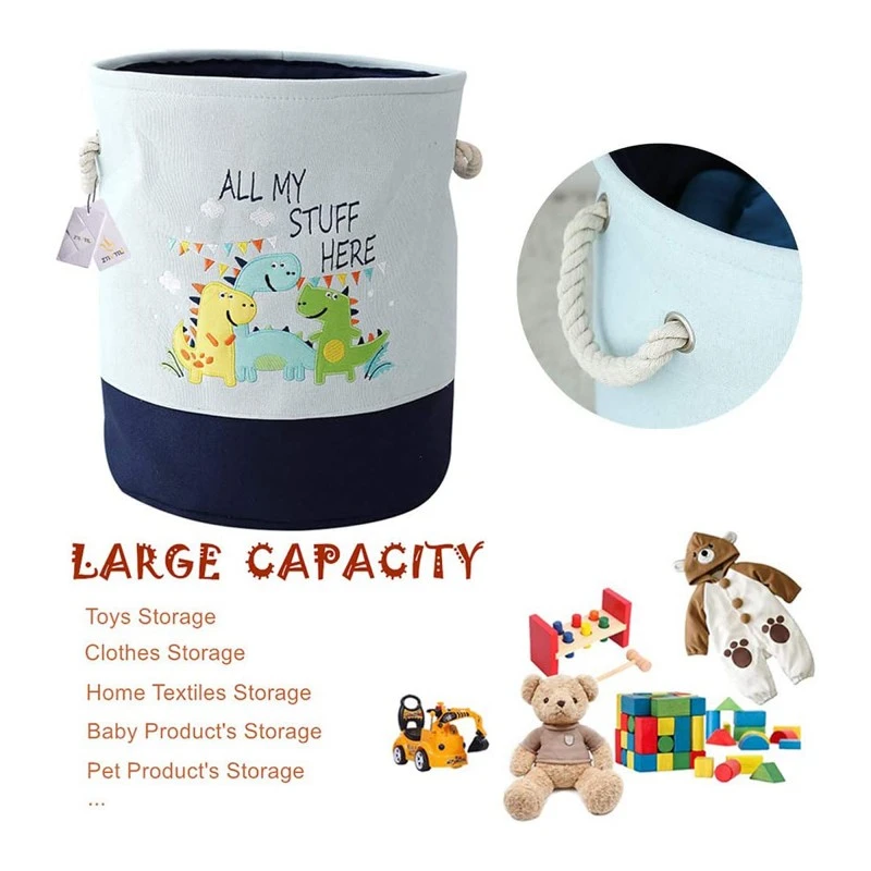 Кош за Играчки, Дрехи, Пране, Сгъваем, с Удобни Дръжки, за Детска стая, Спалня, Дневна - DINO
