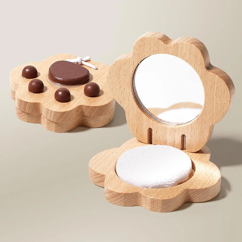Детски Дървен Козметичен Комплект GINGER HOME, Гримове за Ролева Игра, Чантичка, Монтесори