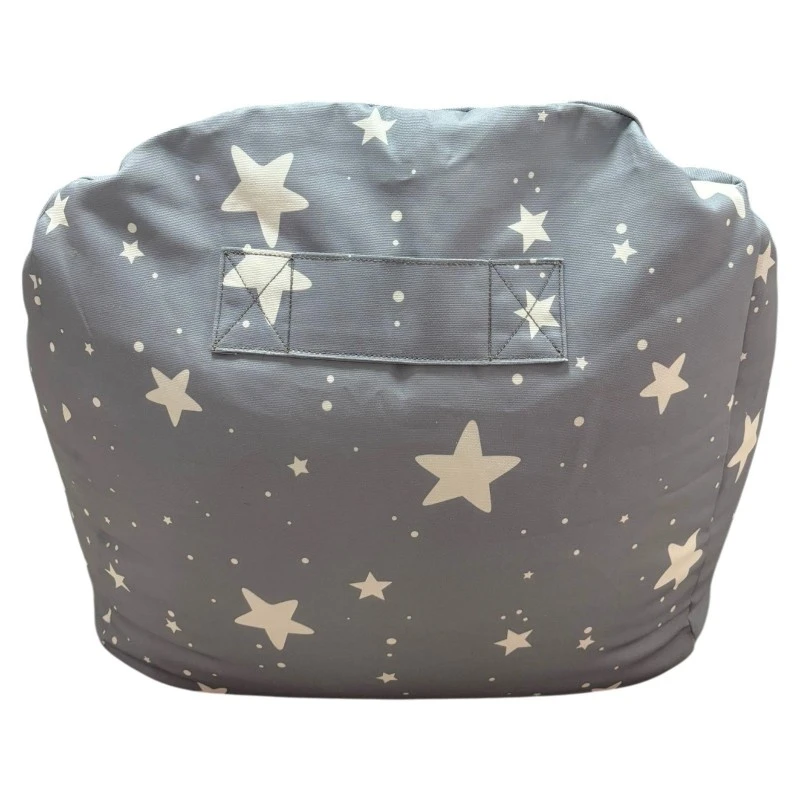 Детски Пуф Кресло GINGER HOME Little Stars, 100% Памук, Сив Барбарон Със Звезди, 55x44x55 см