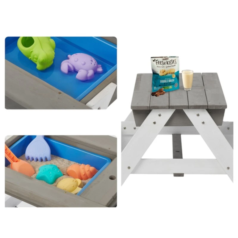 Детска Градинска Маса 3 в 1 GINGER HOME, Подвижен Плот за Активни Игри на Открито, Чадър с Регулируема Височина, anti-UV