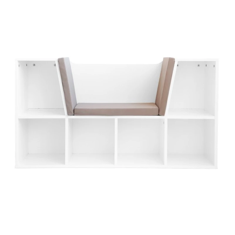 3 в 1 Детска Етажерка, Библиотека и Пейка, 6 Отделения за Съхранение на Играчки и Книжки, Подарък за 3+ години