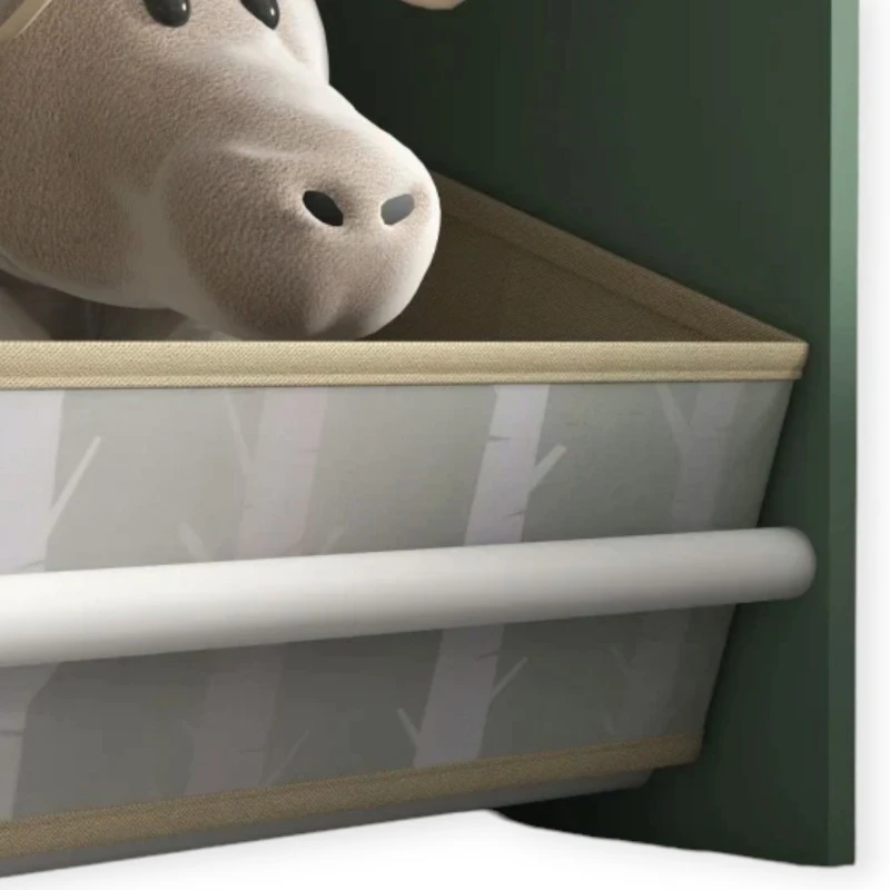 Детски Шкаф GINGER HOME, Етажерка за Играчки и Книжки  с Мече, Черна Дъска за Писане, Къщичка FOREST