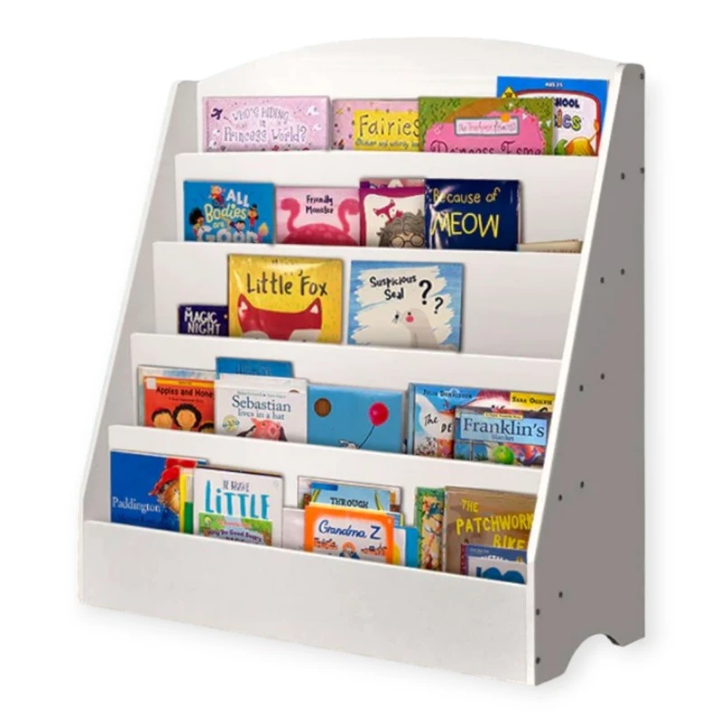 Детска Етажерка GINGER HOME, Органайзер с Рафтове за Книжки и Списания, Бяла, 80х30х80 см.