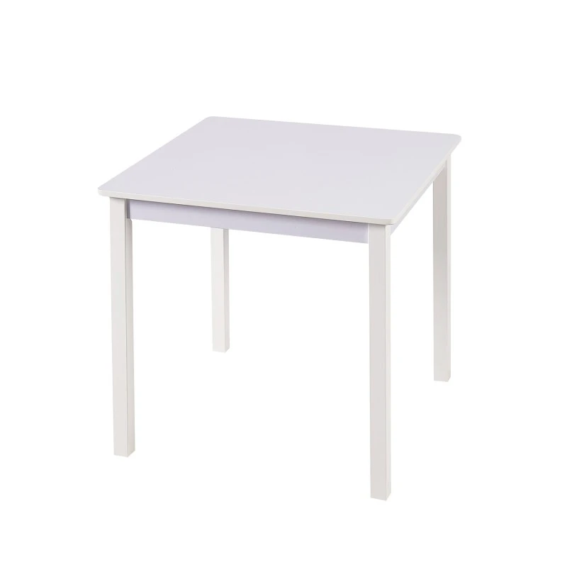 Детска Дървена Маса с 2 Столчета, Комплект за Учене, Рисуване, Игра, Хранене, за Детска Стая, Бяло