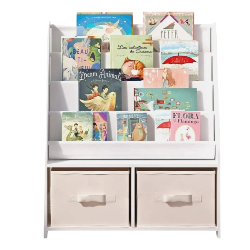 Детски Органайзер 2 в 1 GINGER HOME – Етажерка за Книжки и Кутии за Играчки, Бял, Монтесори Метод