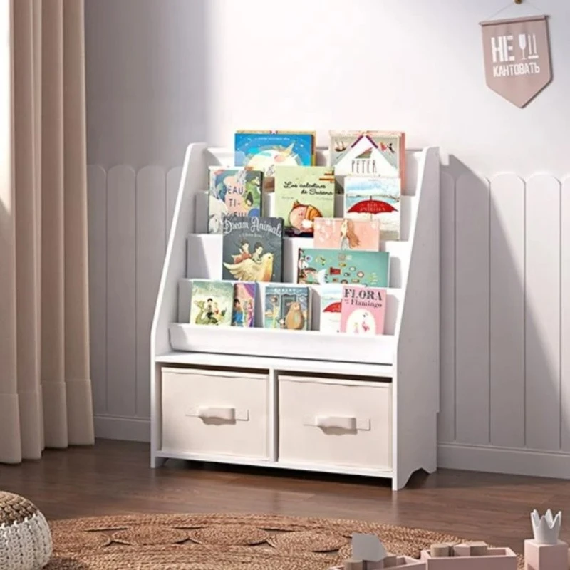 Детски Органайзер 2 в 1 GINGER HOME – Етажерка за Книжки и Кутии за Играчки, Бял, Монтесори Метод