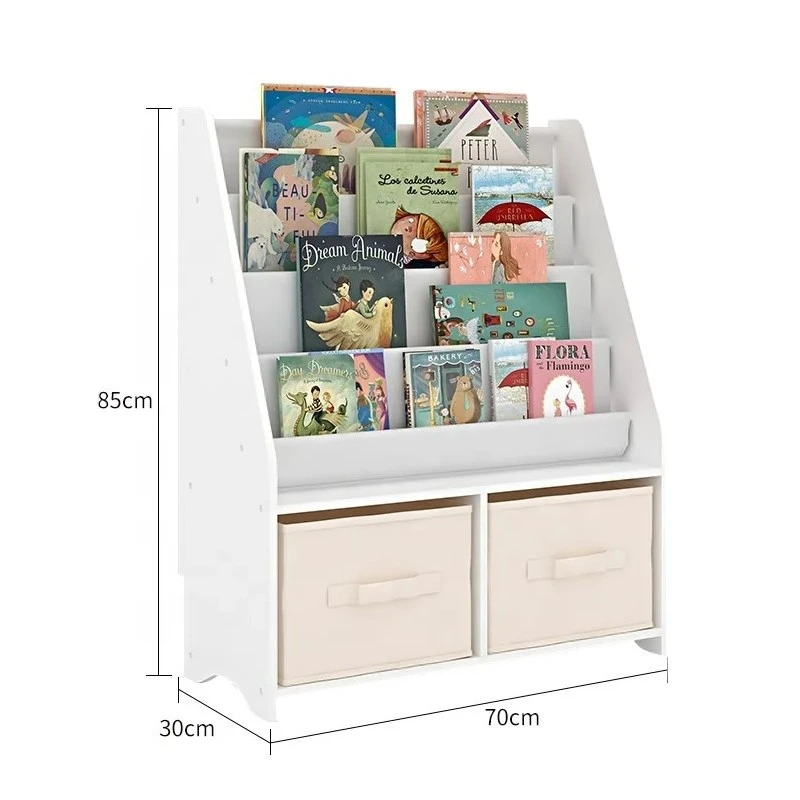 Детски Органайзер 2 в 1 GINGER HOME – Етажерка за Книжки и Кутии за Играчки, Бял, Монтесори Метод