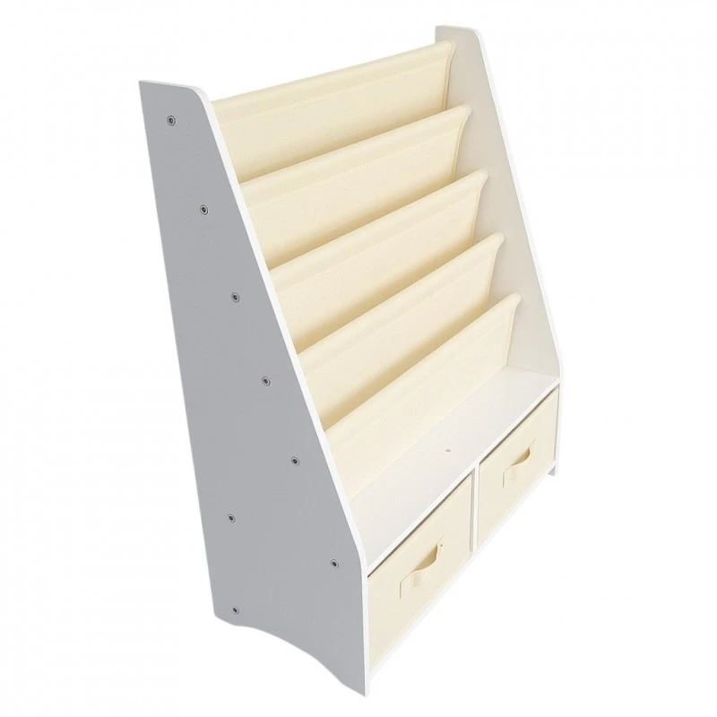 Детски Органайзер 2 в 1 GINGER HOME – Етажерка за Книжки и Кутии за Играчки, Бял, Монтесори Метод