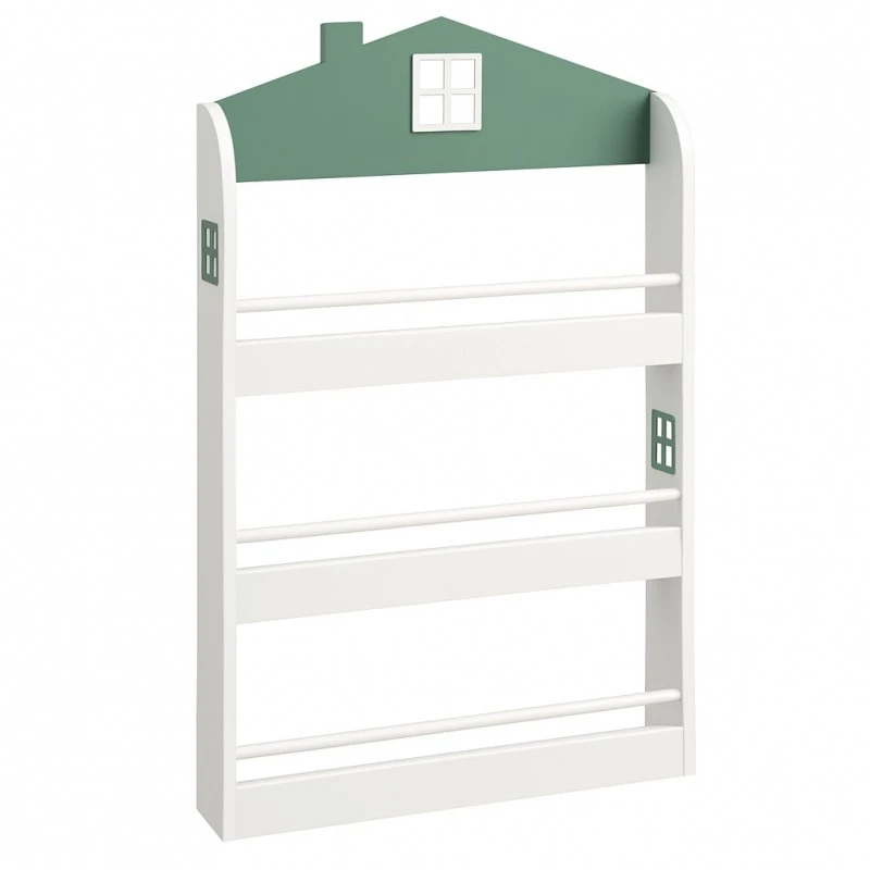 Детска Етажерка за Книги и Играчки GINGER HOME – Къщичка, 3 Рафта, Дърво, 60x12x106 см