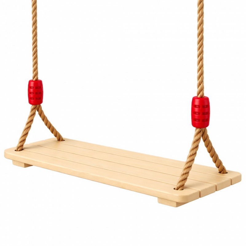 Детска Дървена Люлка с Плоска Седалка и Въже GINGER HOME – Натурално Дърво, 33×17×2.5 см