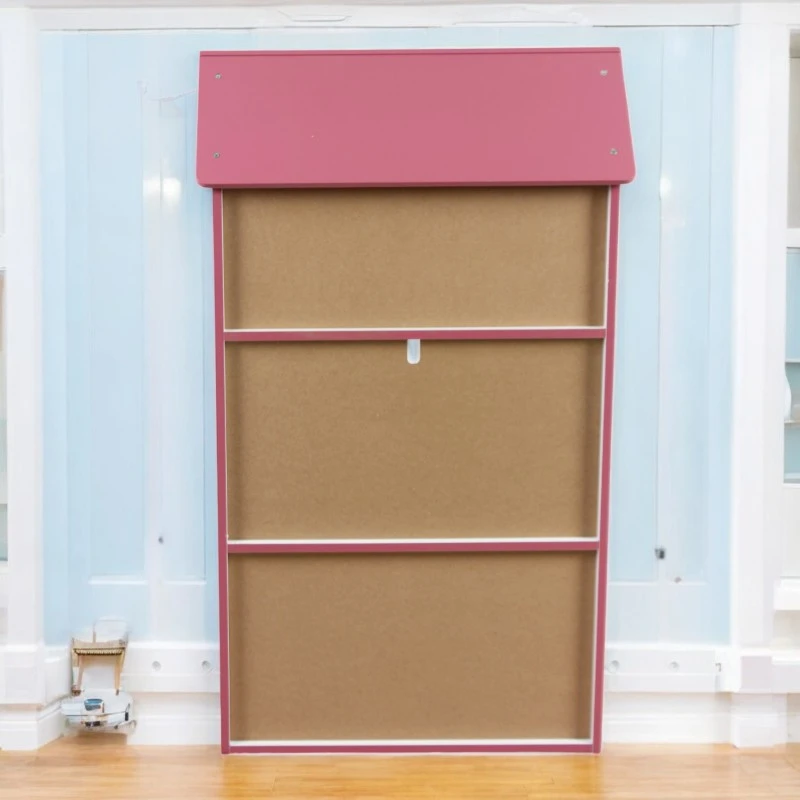 Детска етажерка GINGER HOME - Къщичка SUPER GIRL, Розова за съхранение на играчки и книжки