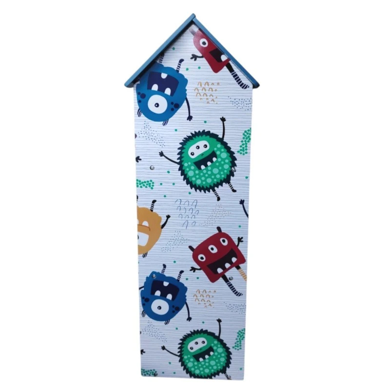 Детска етажерка GINGER HOME - Къщичка MONSTER, Синя за съхранение на играчки и книжки